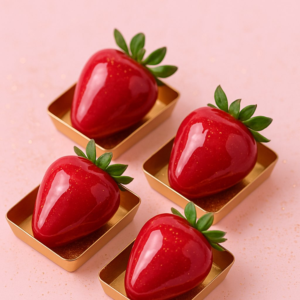 Morangos do Amor em forminhas douradas